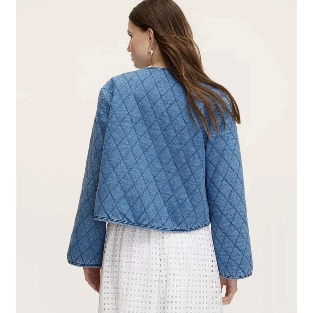 NWT Kate Spade x Target Blue Quilted Denim Jean Jacket Pearl Button NEW Medium - Picture 3 of 3